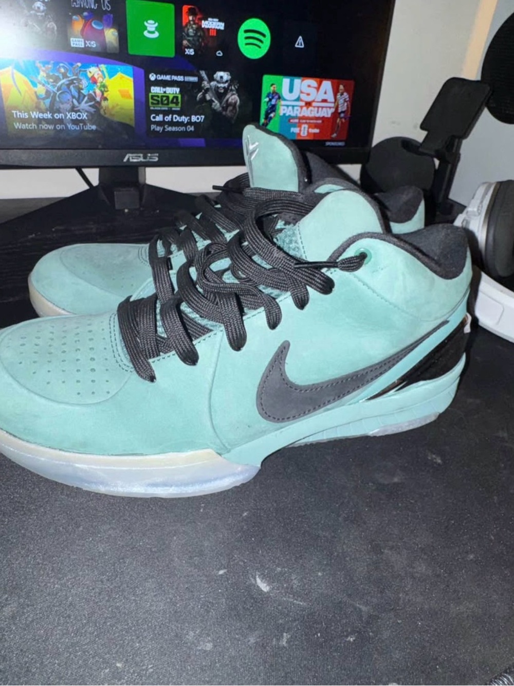 Nike Men’s Mint Green and Black Low-Top Sneakers